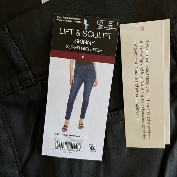 NEW SOFIA JEANS Lift & Sculpt Skinny Super High Rise Faux Leather Pants Black 6 - Picture 3 of 5